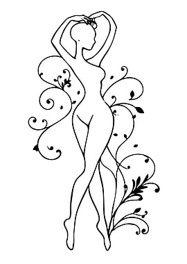 Elegant Woman with Floral Swirls