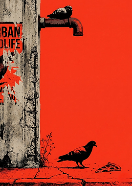 Pizza Pigeons - Urban Wildlife Stencil Art