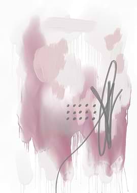 Abstract Pink and Gray Brushstrokes