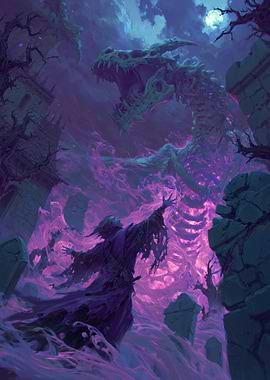 Necromancer Summons Skeletal Dragon