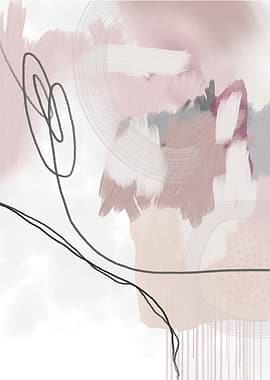 Abstract Pink and Gray Brushstrokes