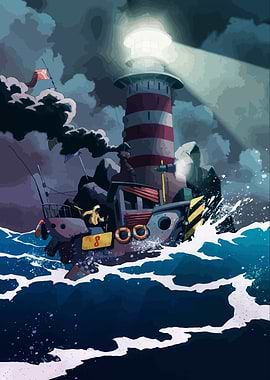 Stormy Seas and Lighthouse