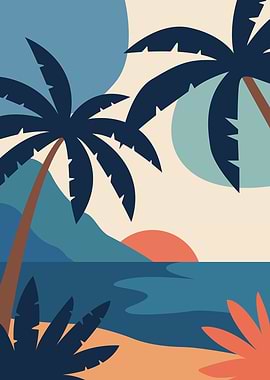 Tropical Sunset Beach Scene