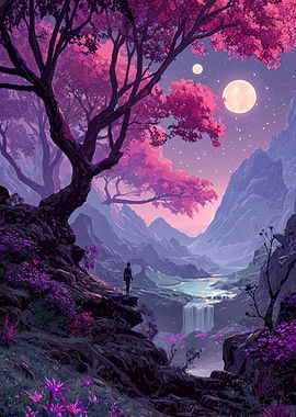 Fantasy Landscape with Cherry Blossoms