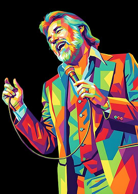 Colorful Pop Art Portrait of Kenny Rogers