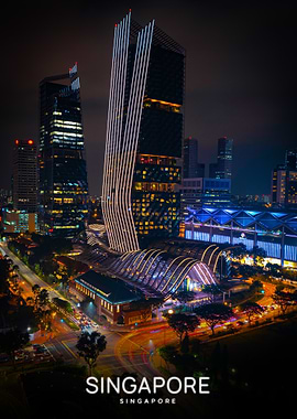 Singapore Skyline at Night
