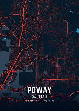 Poway California City Map