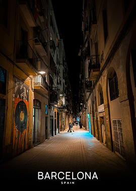 Barcelona Street at Night