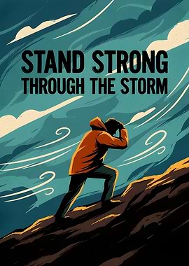 Man standing strong against the storm