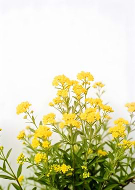 Yellow Flowers on White Background