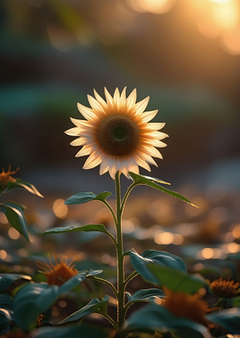 Sunflower in Golden Hour Light