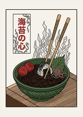 Japanese Black Soba and Onigiri