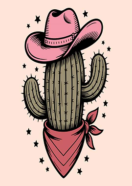 Cowboy Cactus with Pink Hat and Bandana