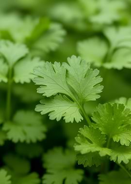 Close-up of Fresh Cilantro Leaves