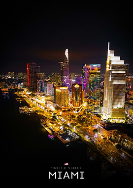 Miami Skyline at Night
