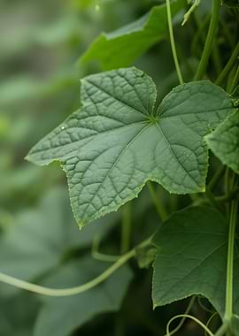 Close-up of a Cucumber Leaf