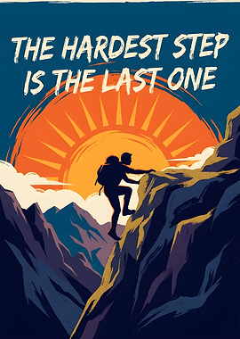 Climber Reaching Summit at Sunrise