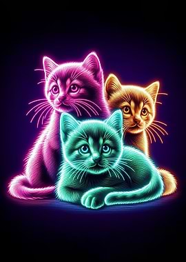 Neon Cats Trio