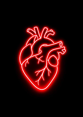 Red Neon Heart Illustration