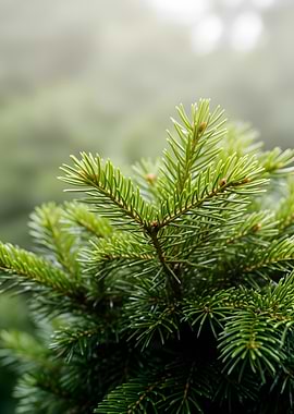 Close-up of a pine tree branch