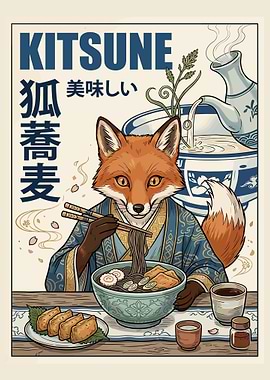 Delicious Kitsune Japanese Vintage Food