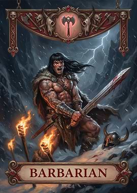 Barbarian Warrior in a Storm