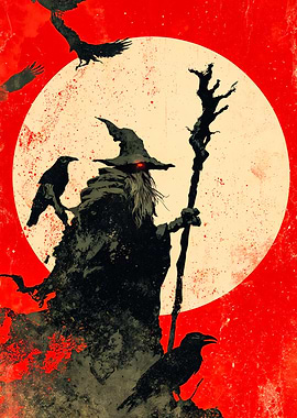 Dark Wizard Ravens Red Moon