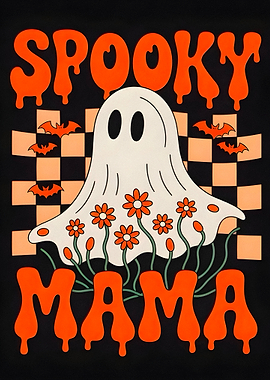 Spooky Mama Ghost with Flowers