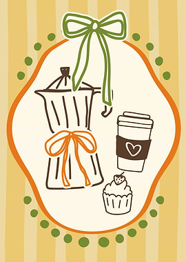 Cute Coffee and Cupcake Illustration