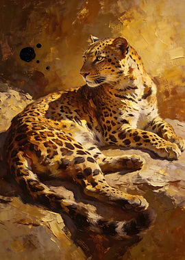 Leopard Resting on Rocks