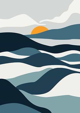 Abstract Sunset Over Rolling Hills