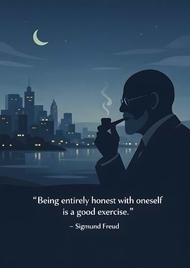 Sigmund Freud quote with cityscape