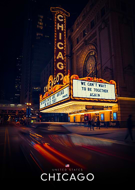 Chicago Theater at Night