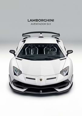 white Lamborghini Aventador SVJ Front View