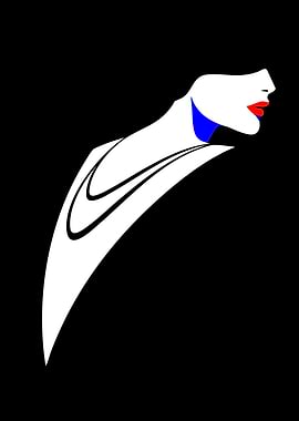 Stylized Woman's Profile with Red Lips