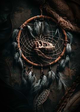 Dreamcatcher with Dinosaur Skull