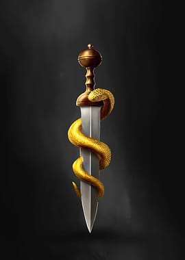 Golden Serpent Wrapped Around a Sword