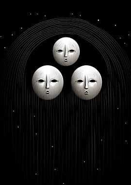 Three Masks Under Archway
