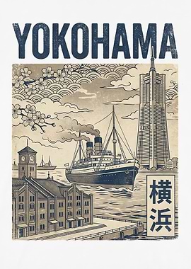 Yokohama Vintage Travel Poster