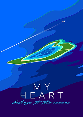 Island in the Ocean with Airplane