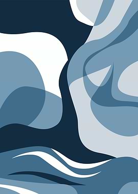 Abstract Blue Wave Forms