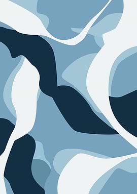 Abstract Blue and White Organic Shapes
