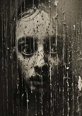 Portrait Behind Grimy Glass