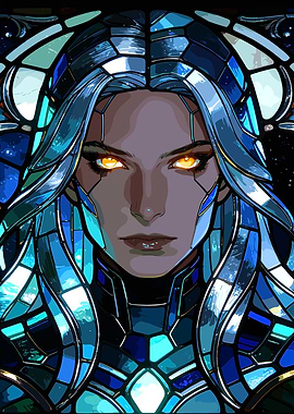 Stained Glass Cyberpunk Portrait