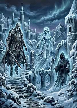 Frozen Fantasy Figures in a Winter Castle