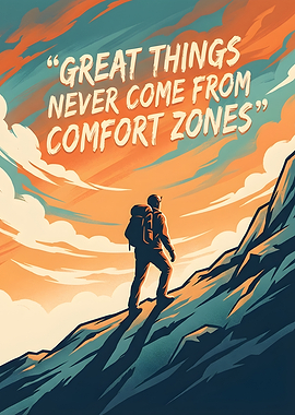 Hiker on Mountain with Inspirational Quote