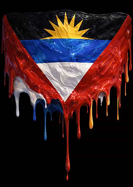 Antigua and Barbuda Flag Dripping Paint