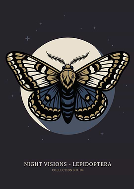 Moth on Moon Illustration