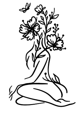 Woman with Flowers Growing from Head