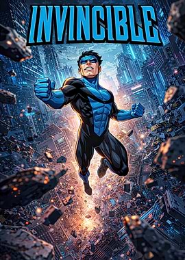 Invincible Flying Over City